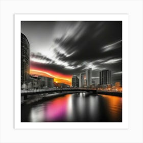 Sunset Over The River 3 Art Print