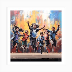 'Kids Jumping' Art Print