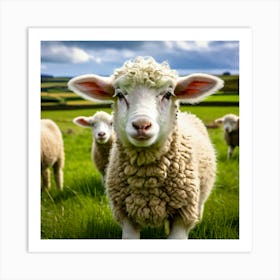 Nature Wool Farm Animal Herd Countryside Grass Sheep Mammal Green Landscape Farming Meado (7) Art Print