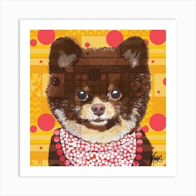 Kobe Pomeranian Dog Square Art Print