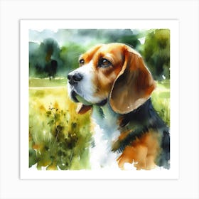 Beagle Watercolor Painting Art Print