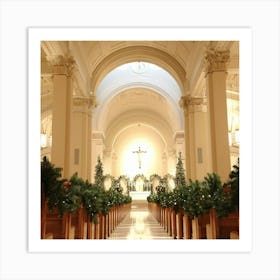 Christmas In The Church Art Print