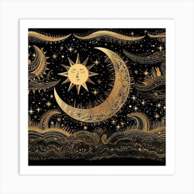 Moon And Stars 10 Art Print