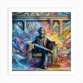 Man Sitting On A Throne Art Print