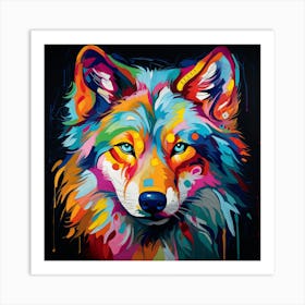 Colorful Wolf Art Print