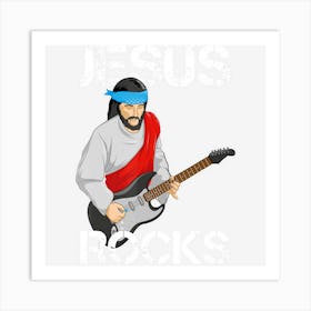 Jesus Rocks On Electric Guitar Funny Christian Art Print