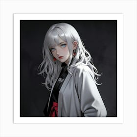 Anime Girl With White Hair Art Print