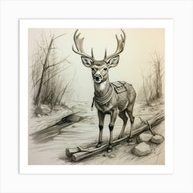 Deer In The Woods 146 Art Print