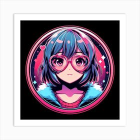 Anime Girl With Glasses 8 Art Print