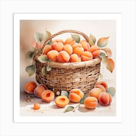 A basket of apricots Art Print