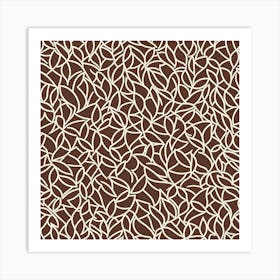 Brown And White Leaves, A Seamless Pattern, Flat Art, 181 Art Print