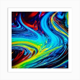 Vibrant Abstract Digital Painting Chaotic Beauty Perceived Through Swirls Of Electric Neon Hues Fl Art Print