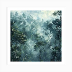 Forest Landscape With Mist Art Print