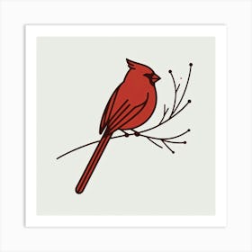 Cardinal Perched On Branch Art Print