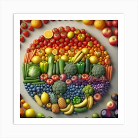 Rainbow Fruits And Vegetables Art Print