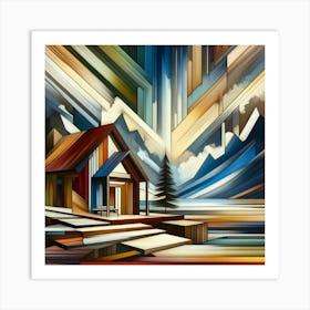 A mixture of modern abstract art, plastic art, surreal art, oil painting abstract painting art e
wooden huts mountain montain village 16 Art Print