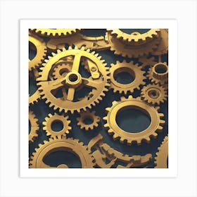 Golden Gears 1 Art Print