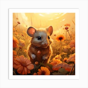 Mouse In A Flower Field 1 Art Print