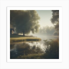 House On A Lake 1 Art Print