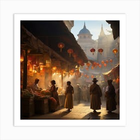 Chinese Market Art Print