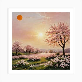 When Day Meets Blossom Cherry Blossoms Art Print