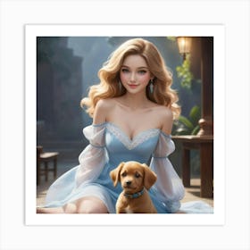 Girl With A Dog 9 Art Print