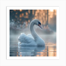 Swan in water 1 Art Print