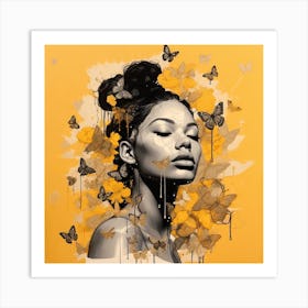 Woman With Butterflies 1 Art Print