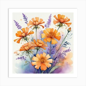 Watercolor Flowers Art Print