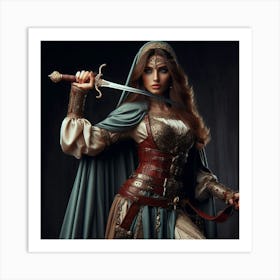 Medieval Woman With Sword12 Art Print