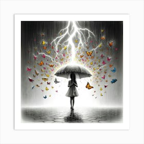 Lightning And Butterflies Art Print