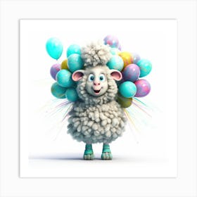 Sheep With Balloons 3 Art Print