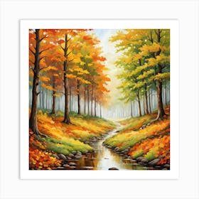 Forest In Autumn In Minimalist Style Square Composition 148 Art Print