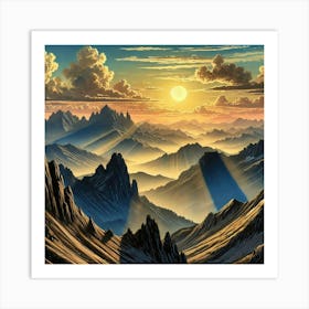 Sunset In The Mountains 1 Art Print