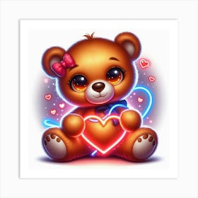 Teddy Bear With Heart Art Print