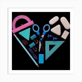 Heart Of School Supplies Art Print