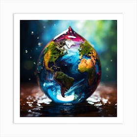 Water Drop On The Earth Art Print