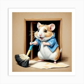 Hamster Cleaning 4 Art Print