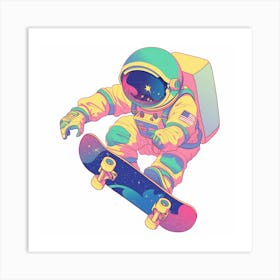 Astronaut Skateboarding 4 Art Print