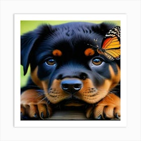 Butterfly And Rottweiler Poster