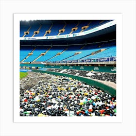 Stadium Rubbish Litter Trash Debris Pollution Garbage Waste Environment Cleanup Waste Man (18) Art Print