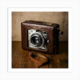 Vintage Camera Case Nestled Safely Replete With Its Compact Optical Equipment Hint Of Age Textur (1) Art Print