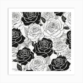 Black And White Roses 9 Art Print