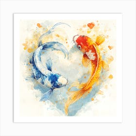 Koi Fish In Heart 8 Art Print