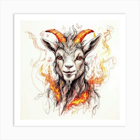 Goat In Flames 13 Art Print