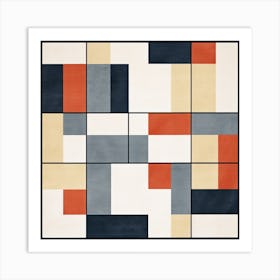 Quantum Quilt: Mid Century Geometric Tapestry Art Print