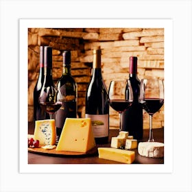 Wine And Cheese Art Print