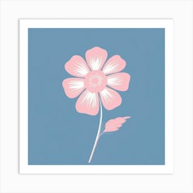 A White And Pink Flower In Minimalist Style Square Composition 572 Art Print