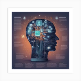 Human Head With Technology Art Print