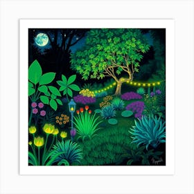 Garden At Night 1 Art Print